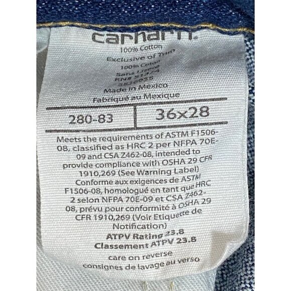 Carhartt Appolloni Blue Denim Relaxed Fit Straight Leg Men's Jeans Size 36 x 28 - Picture 5 of 9